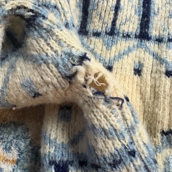 Vintage 80s Tundra Zip-up Striped Sweater Small - Picture 5 of 7